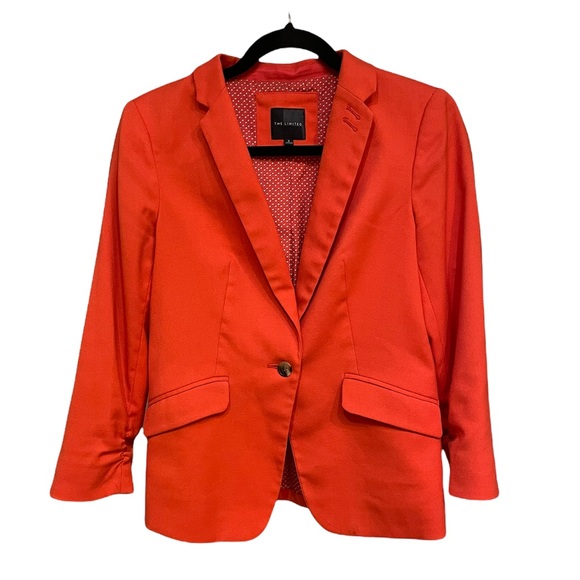 The Limited Jackets & Blazers - The Limited ruched sleeve coral blazer